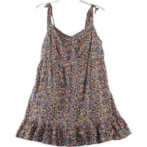 Old Navy Floral Smocked Dress Womens 2X Tie Strap Tiered Sundress Cottagecore
